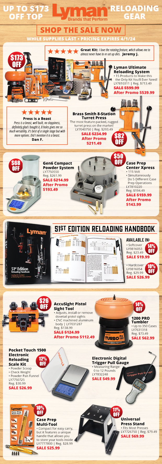 Up to $173 Off Top Lyman Reloading Gear