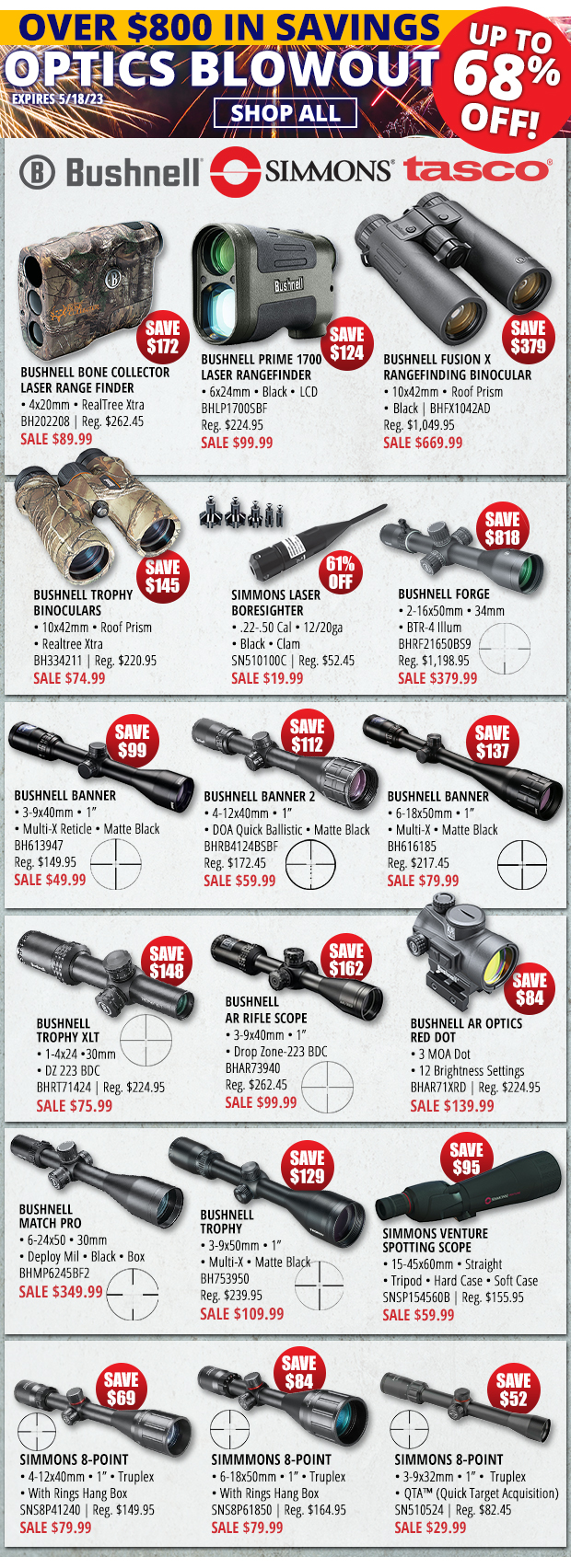 Optics Blowout with Over $800 in Savings