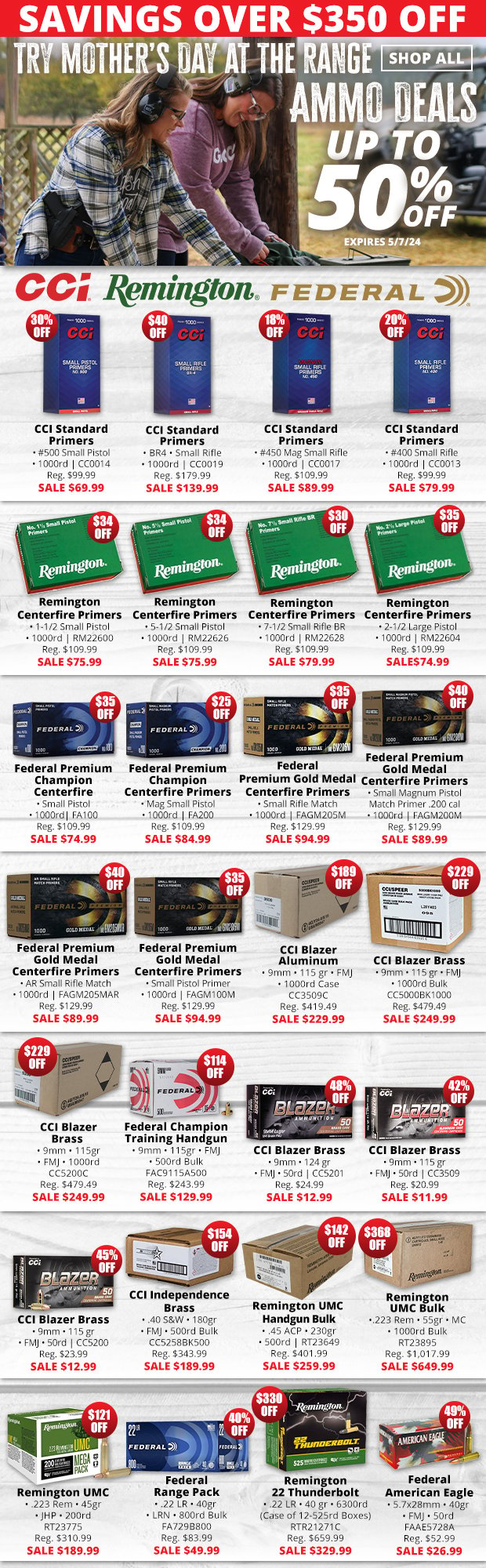 Over $350 Off in Ammo Deals!