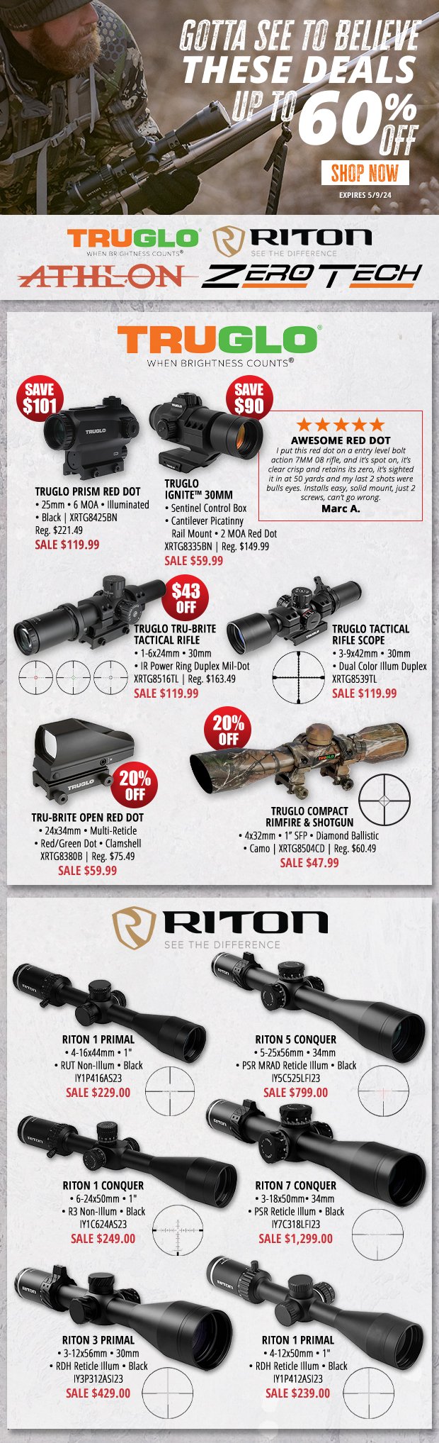 Gotta See to Believe These Deals  Up to 60% Off Select Optics!