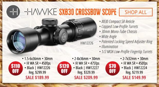 Up to $120 Off the Hawke SXB30 Crossbow Series Scopes