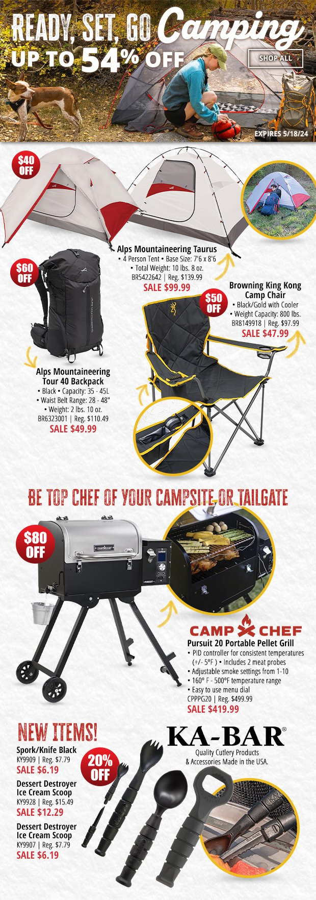 Up to 54% Off Ready, Set, Go Camping Gear!