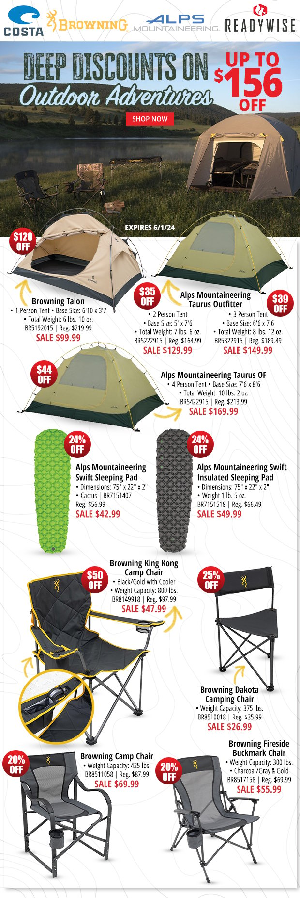 Up to $156 Off Outdoor Adventures with Deep Discounts!