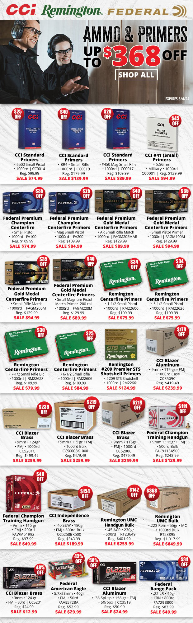 Up to $368 Off Ammo & Primer Deals