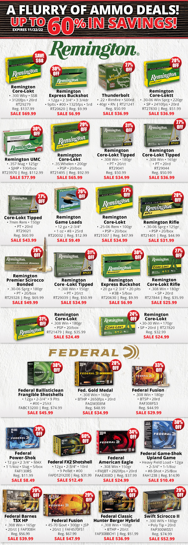 Ammo Sale Up to 60% off!