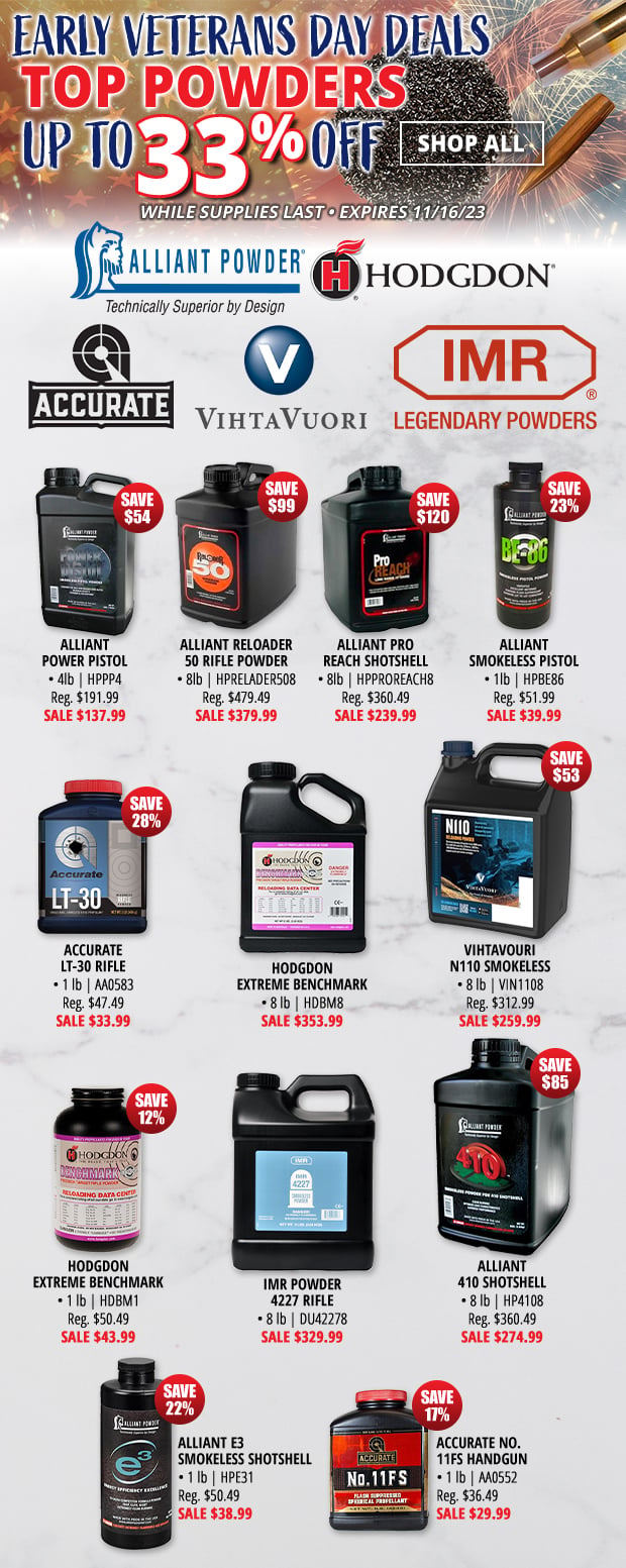 Up to 33% Off Top Reloading Powders!