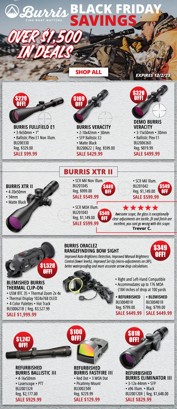 Over $1,500 in Deals on Burris Optics