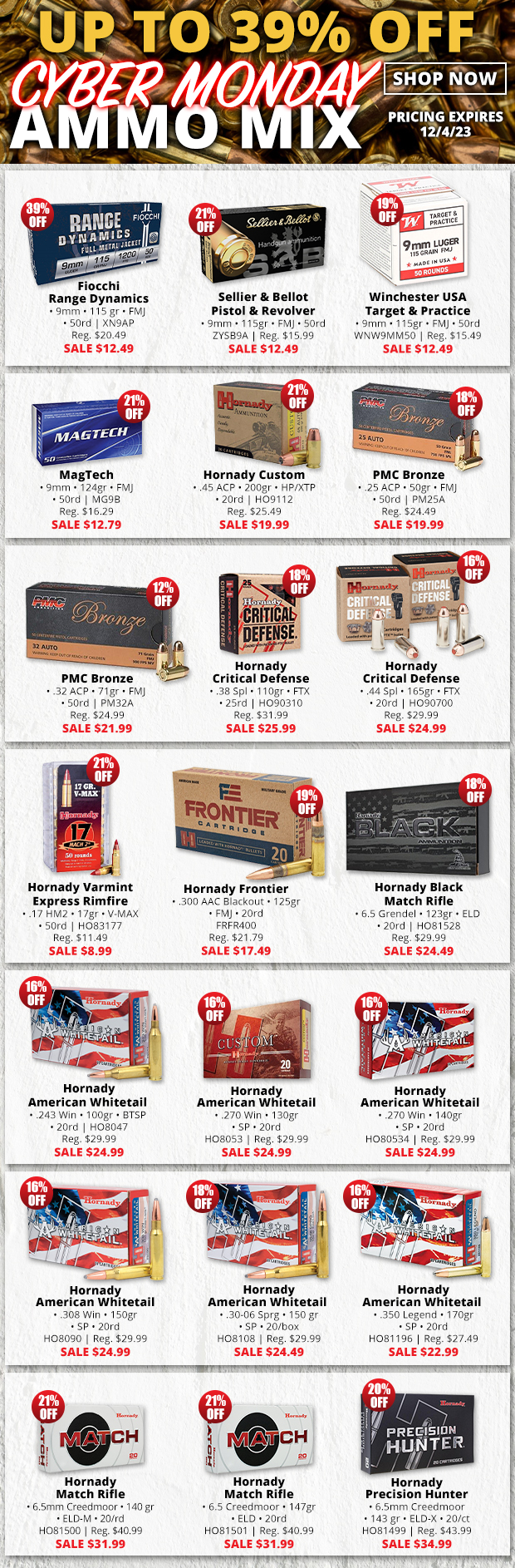 Up to 39% Off Cyber Monday Ammo Mix
