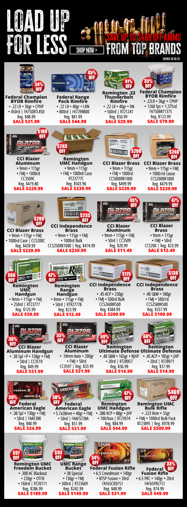 Save Up to $469 Off Ammo from Top Brands Shop Now