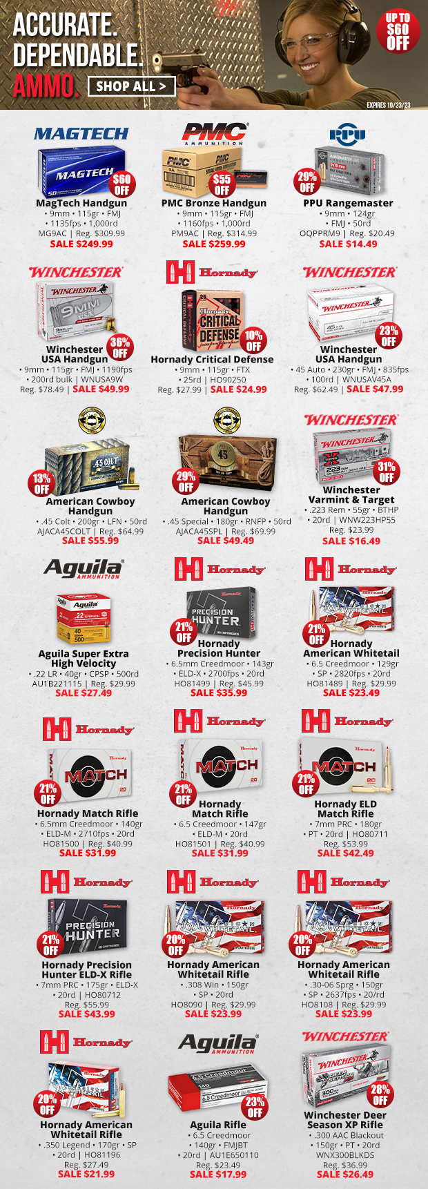 Save Up to $60 on Ammo  Shop All Now