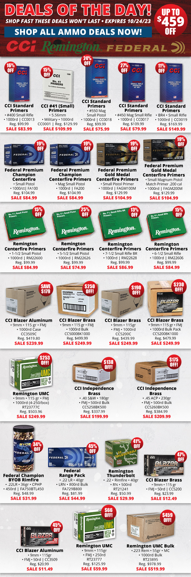 Up to $459 Off Ammo!