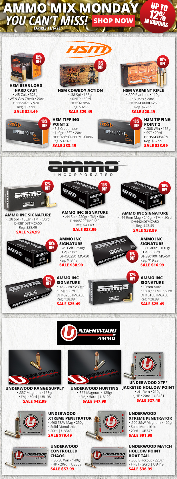 Up to 12% Off Ammo!