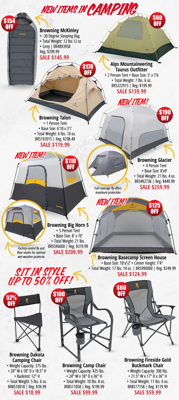 New Items in Camping Gear Up to $178 Off