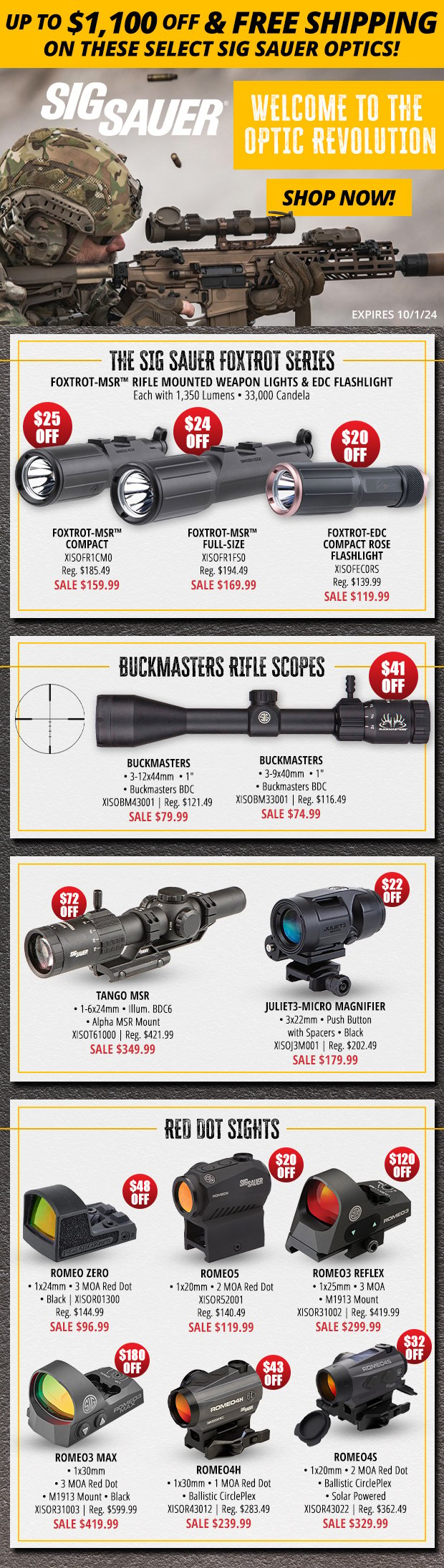 Up to $1,100 Off & Free Shipping on These Select Sig Sauer Optics!