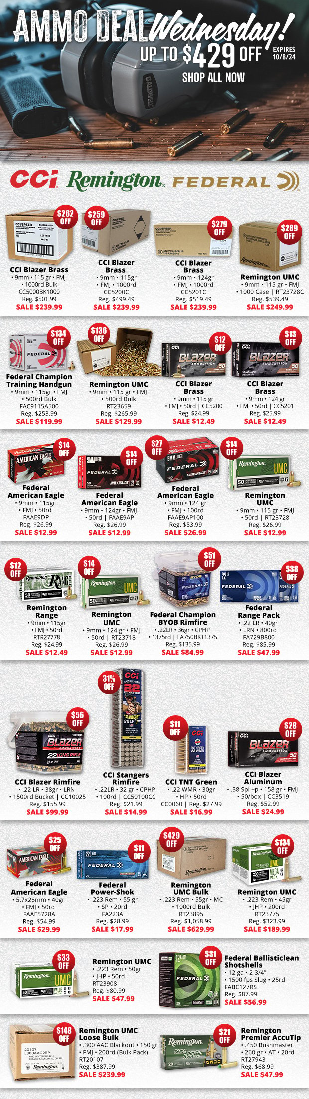 Ammo Deal Wednesday with Up to $429 Off!