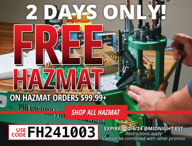 2 Days Only for Free Hazmat on Hazmat Orders $99.99+ • Restrictions Apply • Use Code FH241003