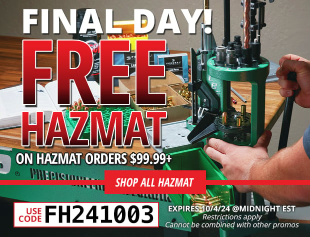 Final Day for Free Hazmat on Hazmat Orders $99.99+ • Restrictions Apply • Use Code FH241003