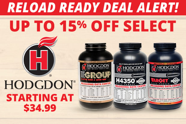 Reload Ready Deal Alert with Up to 15% Off Select Hodgdon Powders!