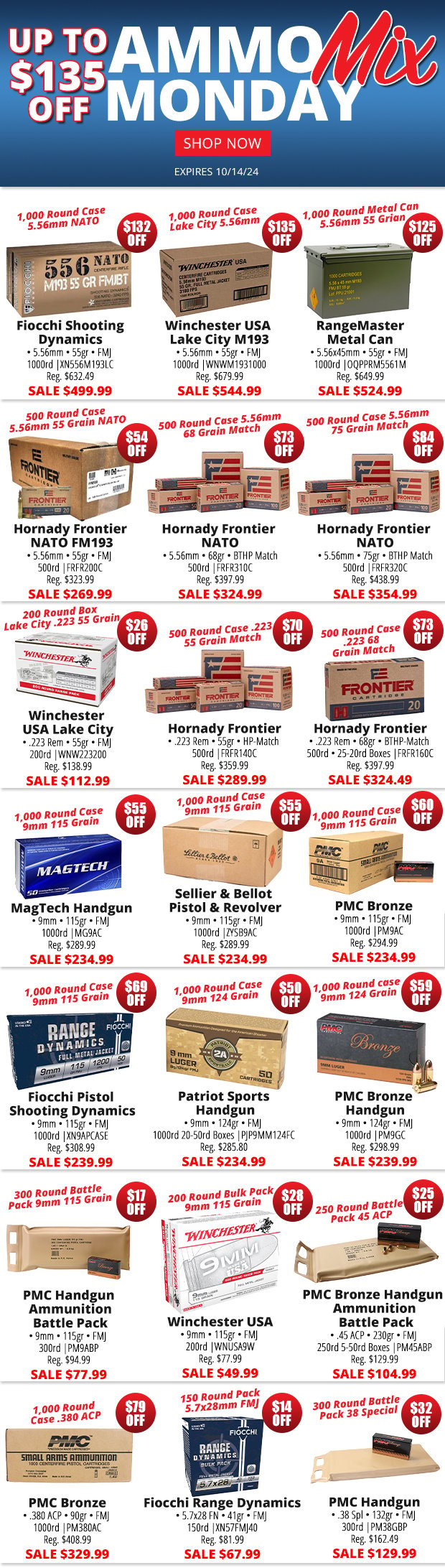 Ammo Mix Monday With Up to $135 Off!