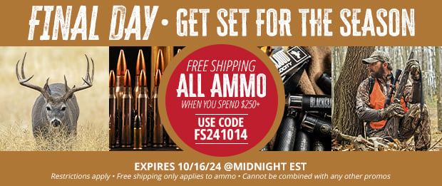 Final Day for Free Shipping on ALL Ammo When You Spend $250+ • Restrictions Apply • Use Code FR241014