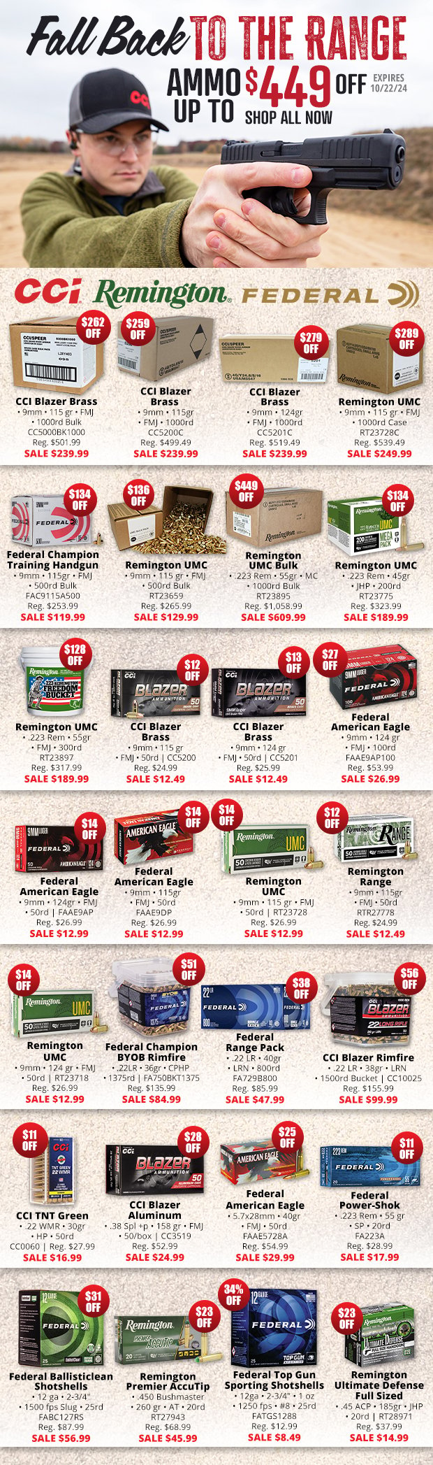 Fall Back to the Range with Ammo Up to $449 Off!