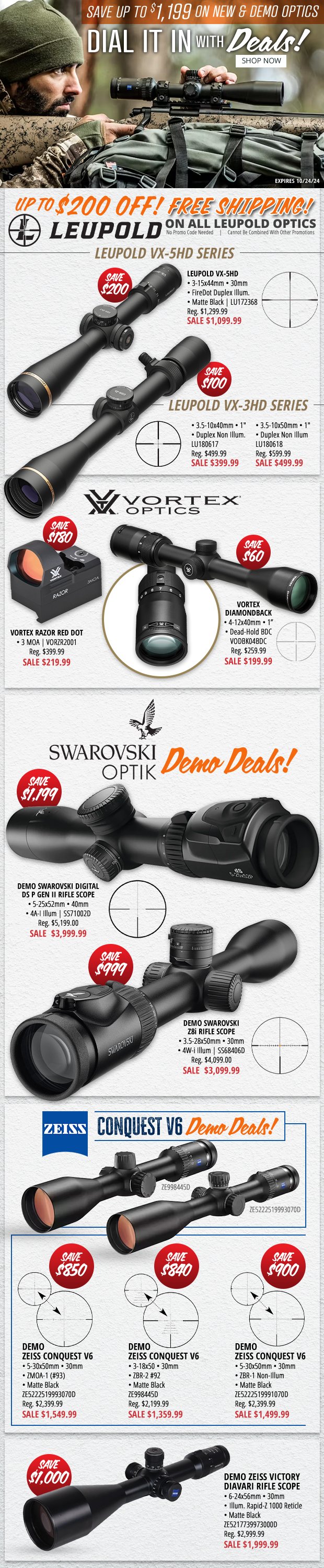 Save up to $1,199 on new and demo optics